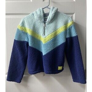 Justice Fleece Quarter Zip Sweater Girl 14 Sherpa Multi Pullover Colorblock